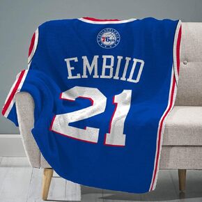 Sleep Squad Philadelphia 76ers Joel Embiid 60" x 80" Rachel Plush Blanket – A NBA Jersey Throw