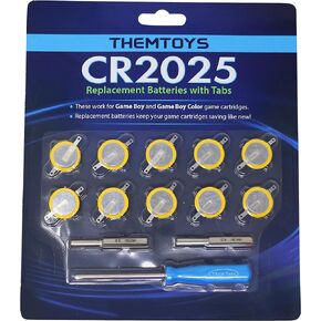 Tabbed CR2025 Batteries 10-pack, 2025 Battery Gameboy Cartridge Battery CR2025 Battery Tabs Solder, Color GBC CR2025 3v Lithium Battery, CR2025 Replacement Battery Gameboy Save Battery, Solder Tabs