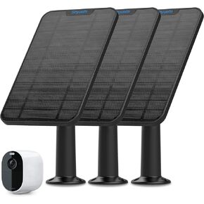 شحن لوحة شمسية 4 وات متوافق مع كاميرات Arlo Essential Spotlight/XL فقط، مع كابل شحن مقاوم للماء بطول 13.1 قدم، مقاوم للطقس IP65، يتضمن حامل حائط آمن (3 عبوات) (نوع USB صغير)