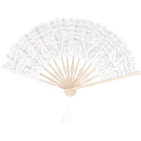 PRETYZOOM Black Fans Lace Floral Folding Fan Elegant Cotton Hand Fan with Bamboo Handle Decorative Dancing Fan Wedding Gift for Home Restaurant Performance Foldable Fan Foldable Fan Foldable Fan
