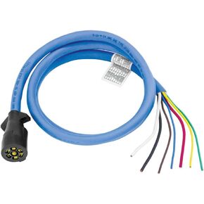Bargman 54006-010 Heavy-Duty Cold Weather Insulated 7-Way Molded Trailer End with 8' Cable, Blue