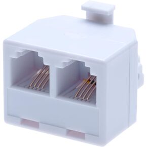 RJ11 Adapter and 2 Way Splitter from 2 RJ11 Socket Female Jacks to RJ11 Male Plug| Cable Landline Broadband Universal Port Converter Connector Extender Phone Coupler| 4 Wire Converter | White