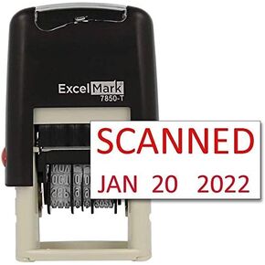 ExcelMark Scanned Date Stamp - Compact Size (Blue Ink)
