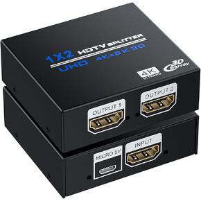 مقسم HDMI 1 في 4 مخرج 4K 30 هرتز، محول BolAAzuL HDMI الناسخ - 1 إلى 4 مخرجات في وقت واحد - لـ 4 شاشات عرض، يدعم Full HD 1080P 3D HDCP 1.4 لـ PS3، PS4، مشغل Blu-Ray DVD، جهاز العرض