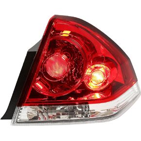 HECASA Left Halogen Tail Light Compatible with 2006-2016 Chevrolet Impala Limited Replacement for 25971597 GM2800193 Red Lens w/Bulb