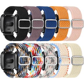 10 Pack Elastic Nylon Adjustable Wristband is Compatiable with Fitbit Versa/Versa 2/Versa Lite/Versa SE for Women Men,Soft Breathable Fabric Replacement Band for Fitbit Versa