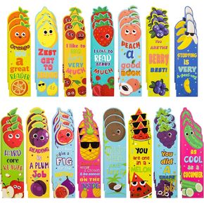 120 Pieces Scented Bookmarks Scratch and Sniff Bookmarks Fruit Bookmarks for Kids Cute Bookmarks Educational Book Markers for Office School Students Reader Supplies, 15 Scents