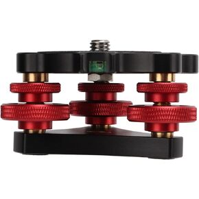 LP‑64 Camera Tripod Leveling Base, Black Triple Wheel Leveler Bubble Level Durable Aluminum Alloy Anodic Oxidation for Ball Head for SLR Camera