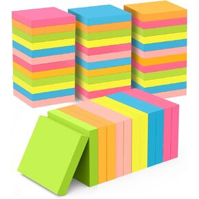 Sticky Notes 3x3 Inches, Self-Stick 48 Pads Bulk, 100 Sheets/Pad, 6 Bright Colors, Adhesive Notes for Home, School, Office, Use on Walls, Doors, Windows
