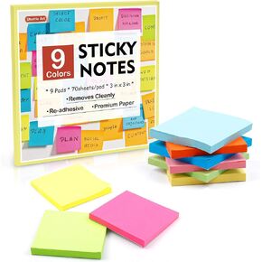 Sticky Notes, Shuttle Art 60 Pads Bright Stickies, 6 Assorted Colors, 3x3 Inches, 100 Sheets/Pad Sticky Pads for Home, School, Office