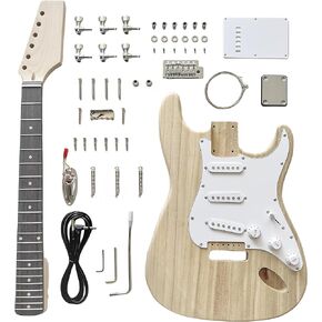 ST Style DIY Electric Guitar Kit,DIY Build Your Own Guitar,6-strings with Paulownia Body and Maple Neck,DIY Guitar Kit for Beginners and Professionals