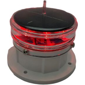 Solar Dock Warning Light 360 Degree - Super Bright Waterproof LED Light for Marine Applications - Constant On or Flashing (RED)