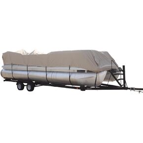 TAN/Beige* 18' Foot VORTEX Ultra 3 Pontoon Boat Cover, HAS Elastic and Straps FITS 16'1" to 17' to 18' FT Long Deck Area, UP to 102" Beam 1 to 4 Business Day DELIVERY