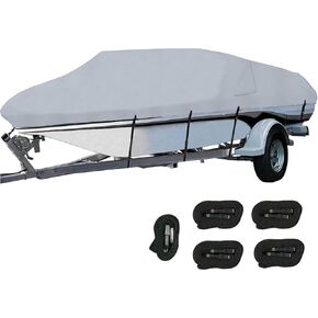 Orgrimmar 600D Boat Cover Heavy Duty Waterproof Trailerable Boat Cover with 2 Air Vents Fits V-Hull,Tri-Hull,Fishing Boat,Bass Boats,Pro-Style,Runabout (Gray, 16-18ft)