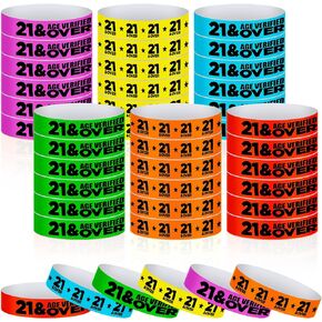 Teling 600 Pcs over 21 Wristbands Paper Event Wristbands Colored Bracelet Waterproof Wrist Bands Verified Identification Wristbands for Bar Bachelorette Party Concert Entrance