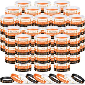 Orange Ribbon Awareness Bracelets Bulk for Leukemia Kidney Cancer ADHD, Unisex Silicone Wristbands Cerebral Awareness Bracelets for Men Women Public Activity Supplies, 3 Designs