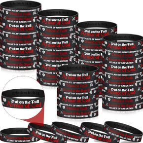 Put on the Whole Armor Christian Silicone Bracelets Bulk VBS Ephesians 6:10-18 Rubber Courage Wrist Bands Religious Bible Verse Study Gifts for Kids Sunday School Church Prayer Xmas