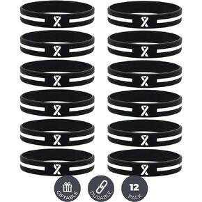 Inkstone (12-pack) White Awareness Ribbon Silicone Bracelets - Wholesale Pack of 1 Dozen Wristbands for Men Women…