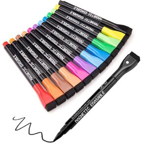 12 قطعة من أقلام التحديد المغناطيسية للمسح الجاف ذات رأس رفيع، أقلام تحديد بيضاء رفيعة للمسح الجاف، علامات مسح جافة ذات نقاط دقيقة مع غطاء ممحاة للأطفال والمعلم والمدرسة (12 لونًا) in Kuwait