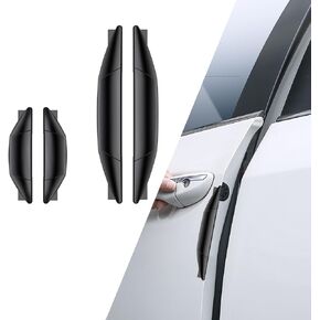 4 PCS Car Door Anti-Collision Strip, 2 Long 2 Short Airbag Buffer Shock-Absorbing Protector, Bumper Side Door Edge Wall Anti-Scratch Self-Adhesive Decorative Strips, Universal for Cars (Black)