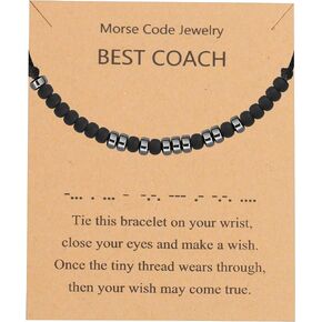 Best Coach Morse Code Bracelet Coach Wish Bracelet Soccer Volleyball Football Swimmer Basketball Tennis Coach Thank You Gift