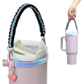 Wongeto Water Bottle Handle,Paracord Water Bottle Strap,Bottle Holder with Strap,Fits Most 8-40oz Bottles Compatible Stanley Cup Accessories