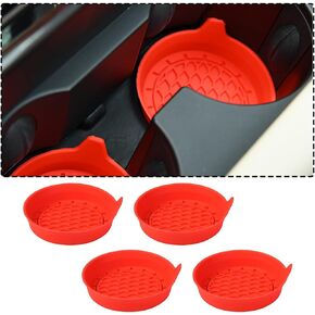 XINLIYA 4 Pack Cup Holder Coaster, 3.1" Silicone Insulation Drink Mat, Waterproof Non-Slip Sift-Proof Spill Holder, Universal Vehicle Interior Accessories Compatible with Most Cars and Trucks (Black)