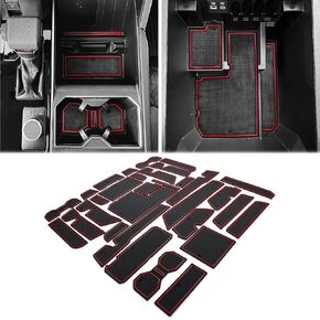 Auovo Cup Holder Insert Liners Compatible with Toyota Tundra Accessories 2022 2023 2024 Anti Dust Custom Fit Door Pocket Liner Center Console Interior Mats (Dark Blue Trim, 31-pc Set)
