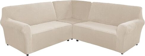 Sectional Corner Sofa Covers 5 Seat L-Shaped Sectional Couch Sofa Slipcovers Velvet L Shape Sofa Cover,Stretch Soft Washable Furniture Sofa Protector for 5-Seater Corner Sofa(Beige,5-Seater) in Saudi Arabia