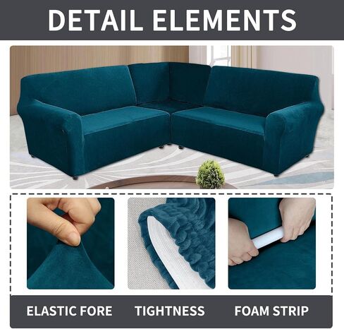 Sectional Corner Sofa Covers 5 Seat L-Shaped Sectional Couch Sofa Slipcovers Velvet L Shape Sofa Cover,Stretch Soft Washable Furniture Sofa Protector for 5-Seater Corner Sofa(Beige,5-Seater) in Saudi Arabia