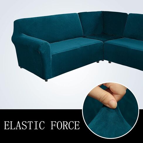 Sectional Corner Sofa Covers 5 Seat L-Shaped Sectional Couch Sofa Slipcovers Velvet L Shape Sofa Cover,Stretch Soft Washable Furniture Sofa Protector for 5-Seater Corner Sofa(Beige,5-Seater) in Saudi Arabia