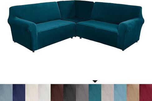 Sectional Corner Sofa Covers 5 Seat L-Shaped Sectional Couch Sofa Slipcovers Velvet L Shape Sofa Cover,Stretch Soft Washable Furniture Sofa Protector for 5-Seater Corner Sofa(Beige,5-Seater) in Saudi Arabia