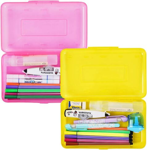 سعة كبيرة، ألوان زاهية متعددة الأغراض، صندوق أقلام رصاص بلاستيكي متين، صندوق تنظيم تخزين اللوازم المكتبية، صندوق تخزين أقلام تلوين الفرشاة (3 ألوان 3 عبوات) in Kuwait
