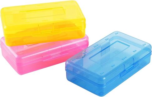 سعة كبيرة، ألوان زاهية متعددة الأغراض، صندوق أقلام رصاص بلاستيكي متين، صندوق تنظيم تخزين اللوازم المكتبية، صندوق تخزين أقلام تلوين الفرشاة (3 ألوان 3 عبوات) in Kuwait