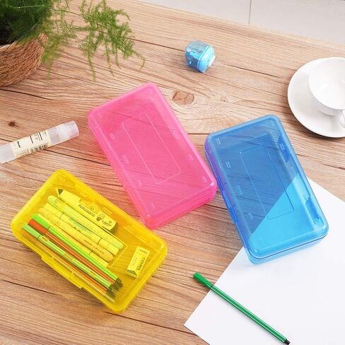 سعة كبيرة، ألوان زاهية متعددة الأغراض، صندوق أقلام رصاص بلاستيكي متين، صندوق تنظيم تخزين اللوازم المكتبية، صندوق تخزين أقلام تلوين الفرشاة (3 ألوان 3 عبوات) in Kuwait