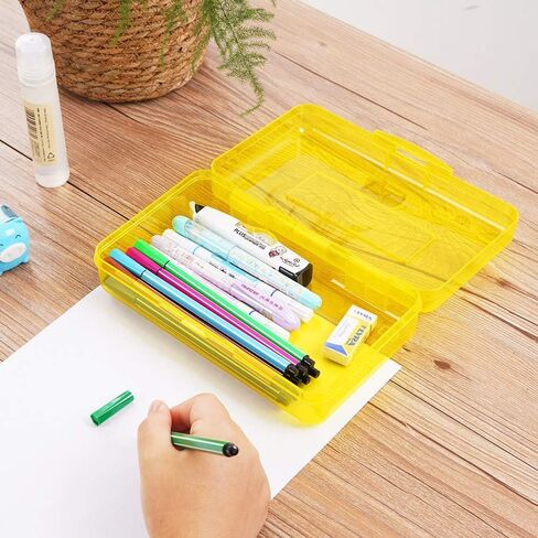 سعة كبيرة، ألوان زاهية متعددة الأغراض، صندوق أقلام رصاص بلاستيكي متين، صندوق تنظيم تخزين اللوازم المكتبية، صندوق تخزين أقلام تلوين الفرشاة (3 ألوان 3 عبوات) in Kuwait