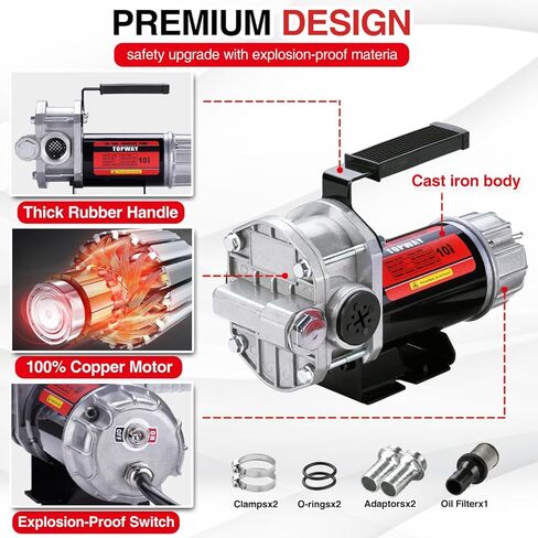 مضخة وقود بنزين 12 فولت تيار مستمر، مضخة نقل زيت ذاتية التحضير 10GPM مع مقبض، حماية من الحرارة الزائدة، مقاومة للانفجار، تجاوز مدمج، لإزالة الكيروسين من وقود البنزين in Kuwait