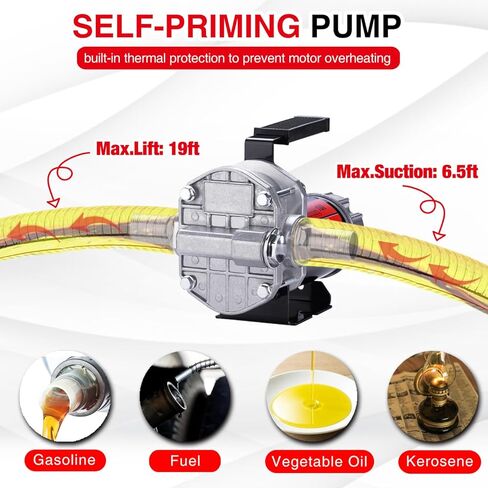 مضخة وقود بنزين 12 فولت تيار مستمر، مضخة نقل زيت ذاتية التحضير 10GPM مع مقبض، حماية من الحرارة الزائدة، مقاومة للانفجار، تجاوز مدمج، لإزالة الكيروسين من وقود البنزين in Kuwait