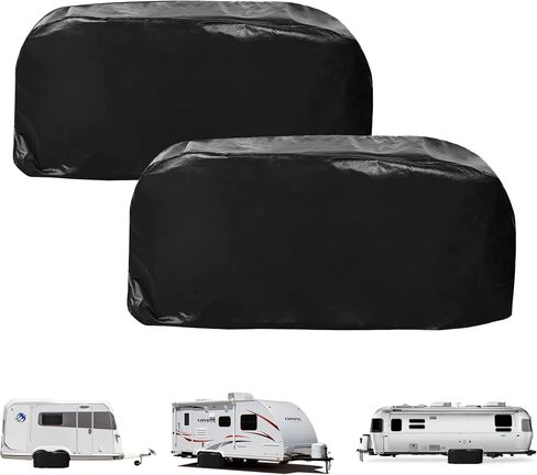 2pcs RV Dual Axle Wheel Cover-Heavy Duty Waterproof Double Tire Cover RV Tire Dual Wheel Cover-Cold & Sun Protection for RVs Campers Dual Axle Trailers Tires from 30" to 32" Dia. in Saudi Arabia