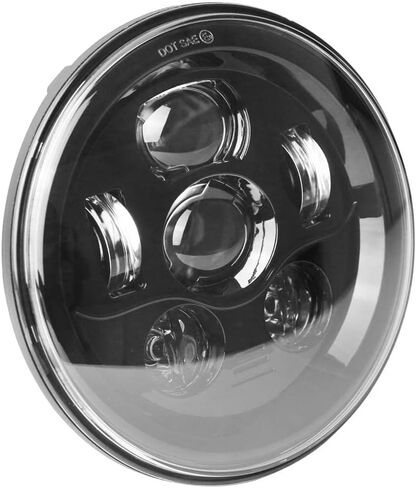 Eagle Lights 8700BG3R مصباح أمامي LED مقاس 7 بوصات لدراجات Harley Davidson والدراجات النارية الهندية - الجيل الثالث/طقم أسود/إضافة حلقة محول in Saudi Arabia