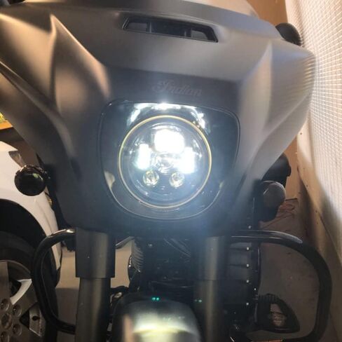 Eagle Lights 8700BG3R مصباح أمامي LED مقاس 7 بوصات لدراجات Harley Davidson والدراجات النارية الهندية - الجيل الثالث/طقم أسود/إضافة حلقة محول in Saudi Arabia