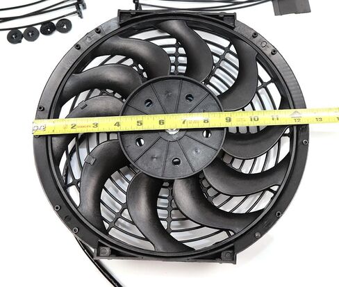 مروحة مشعاع تبريد كهربائية رفيعة مقاس 12 بوصة عالية الأداء S سحب/دفع 12 فولت 80 وات + مجموعة تركيب (12 بوصة أسود) in Kuwait