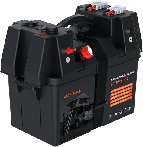 AMOMDPOWER 12-24V صندوق البطارية الذكية المحمولة الثقيلة متعددة الوظائف نظام كهربائي للتخييم التحديثية صناديق التحكم في البطارية صندوق الطائر لمقطورة قارب البحرية سيارة RV الشمسية (البطارية غير المدرجة) in Kuwait