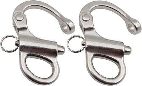 Snap Shackle Quick Release Fixed Shackles with Round Ring Marine Boat Rigging Hardware 52mm/2.04 inch 2PCS in Saudi Arabia