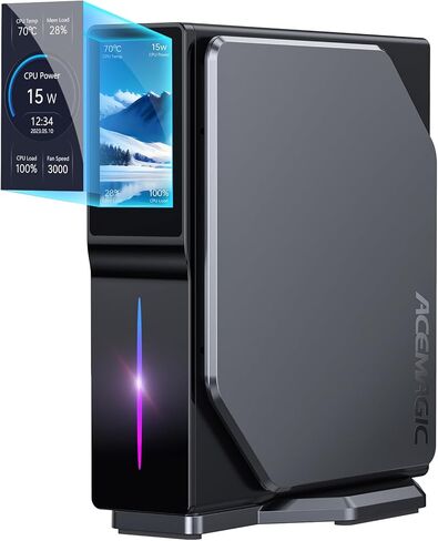 كمبيوتر S1 صغير مع شاشة LCD DIY، Intel Alder Lake N95 (يصل إلى 3.4 جيجا هرتز)، 16 جيجا DDR4 512 جيجا بايت M.2 SSD Mini Tower PC، WiFi 5/BT 4.2/4K UHD/Dual LAN in Kuwait