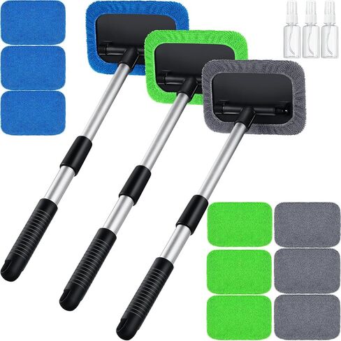 Frienda 3 Sets Inside Windshield Cleaner Tool, Car Window Cleaner with 3 Spray Bottles 3 Detachable Handle and 9 Reusable Microfiber Pads for Auto Interior Cleaning in Saudi Arabia