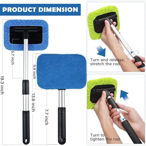 Frienda 3 Sets Inside Windshield Cleaner Tool, Car Window Cleaner with 3 Spray Bottles 3 Detachable Handle and 9 Reusable Microfiber Pads for Auto Interior Cleaning in Saudi Arabia