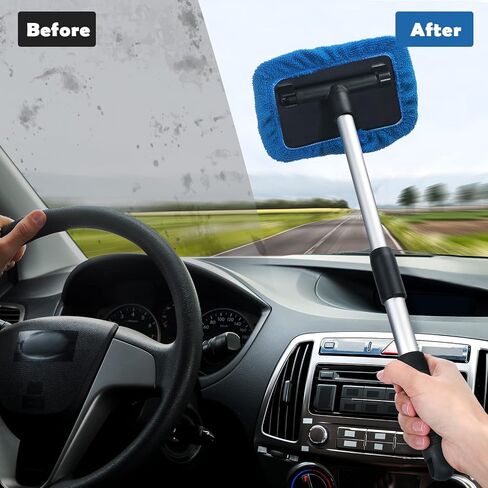 Frienda 3 Sets Inside Windshield Cleaner Tool, Car Window Cleaner with 3 Spray Bottles 3 Detachable Handle and 9 Reusable Microfiber Pads for Auto Interior Cleaning in Saudi Arabia