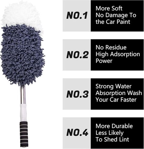 4 قطع من فرشاة غبار السيارة المصنوعة من الألياف الدقيقة فائقة النعومة لتنظيف السيارة والشاحنة وسيارات الدفع الرباعي والمركبات الترفيهية والدراجات النارية، منفضة غبار السيارة بمقبض قابل للتمديد، أداة تنظيف فرشاة تنظيف الكمبيوتر والمنزل والكمبيوتر in Kuwait