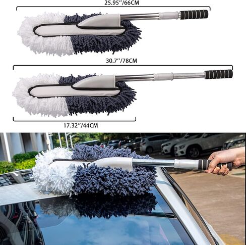 4 قطع من فرشاة غبار السيارة المصنوعة من الألياف الدقيقة فائقة النعومة لتنظيف السيارة والشاحنة وسيارات الدفع الرباعي والمركبات الترفيهية والدراجات النارية، منفضة غبار السيارة بمقبض قابل للتمديد، أداة تنظيف فرشاة تنظيف الكمبيوتر والمنزل والكمبيوتر in Kuwait